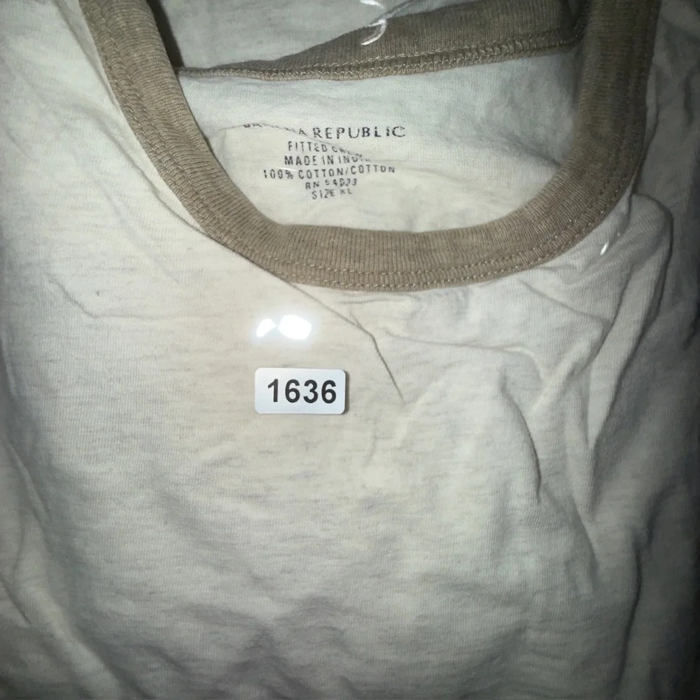 Banana Republic Beige Ringer Tee with Brown Accents